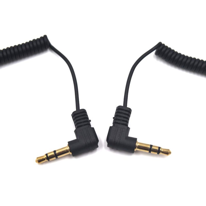 Kework 30cm 3.5mm TRS Audio Coiled Cable, 90 Degree Angle to 90 Degree Angle 1/8" 3.5mm 3 Pole Jack Male to Male Stereo Headphone Aux Spring Spiral Cord, 2 Pack, Cable OD 1.5mm - Image 3
